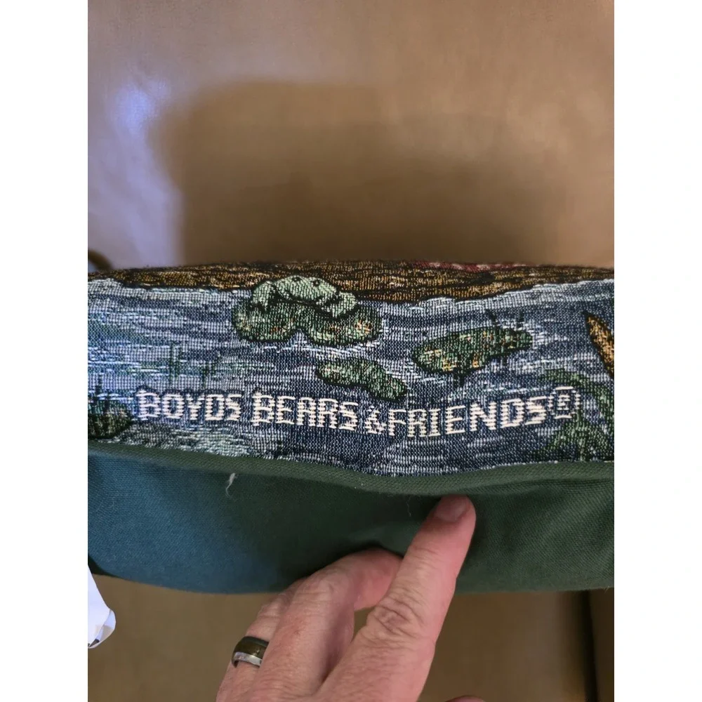 Boyds Bears & Friends Tapestry Throw Pillow Set Fishing Lake Cabin Decor USA